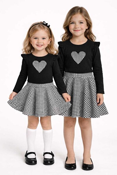 kidsense Girl's Suit with Crowbar Patterned Skirt