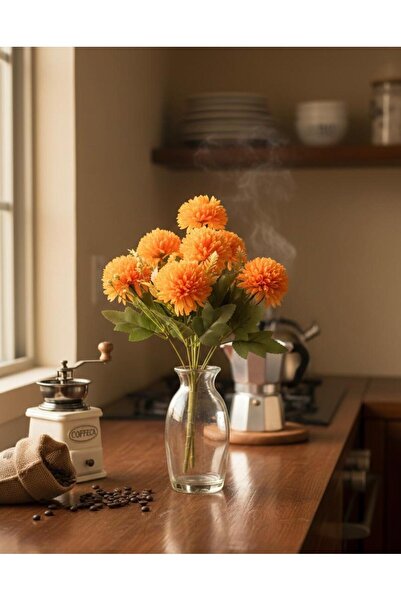 BAKBURAYA YAPAY ÇİÇEKÇİLİK 9 فروع من زهور الكاسيمباتي البرتقالية مع ترتيبات م...