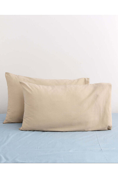 REDTAG Beige Plain Cotton Pillowcase Set (2 Piece)