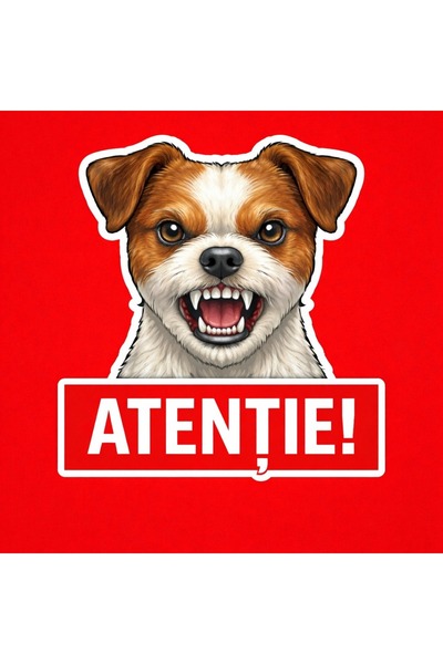 OEM Warning sign banner Attention Dog Jack Russell Terrier 30x30cm