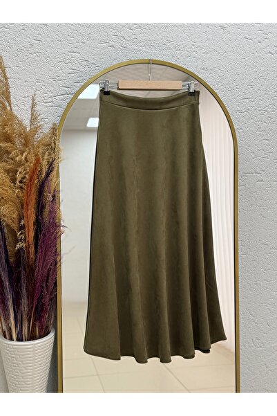 MİHRA STORE Gönül Suede Skirt Mt.001-Bn4272 Light Khaki