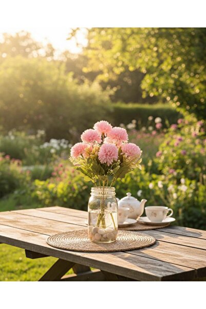 BAKBURAYA YAPAY ÇİÇEKÇİLİK ŞİMŞİR ARANJMANLI 9 DALLI PEMBE KASIMPATI EV VE ÖZ...