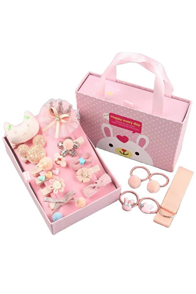 ORVİCA 18'li Hediyelik Çanta Kutulu Toka Seti - Kız Çocuk Yıldız Fiyonk Çıtçı...