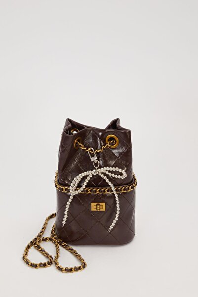 Levidor Camel Drawstring Closure Chain Strap Shoulder Bag