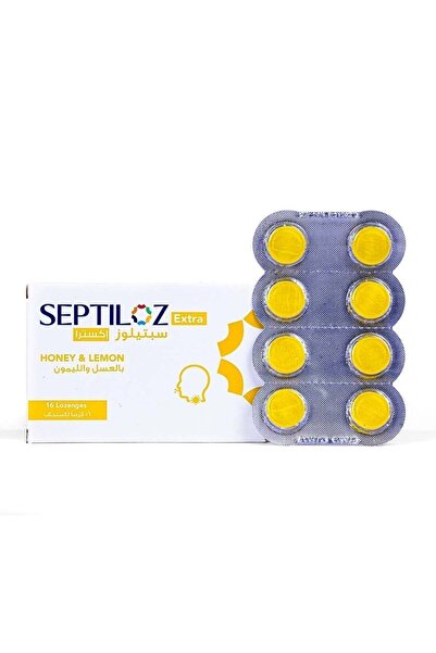 Septiloz Extra Honey & Lemon Lozenges - Fast Sore Throat Relief - 16 Count