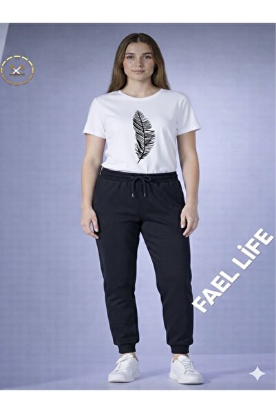 FAEL LİFE SET UNISEX Tricou supradimensionat cu imprimeu pene și pantaloni de...