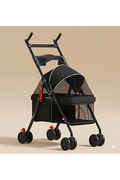 Tasma Market Katlanabilir Evcil Hayvan Arabası - 360° Döner Tekerlekli Kedi K...