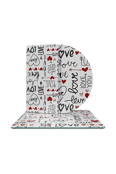 Decovetro Glass Presentation Serving Plate 3-Piece Mixed Set Love Series with...