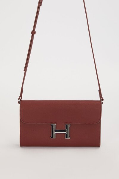 Levidor Dark Brown Shoulder Bag with Edge Stitching Detail