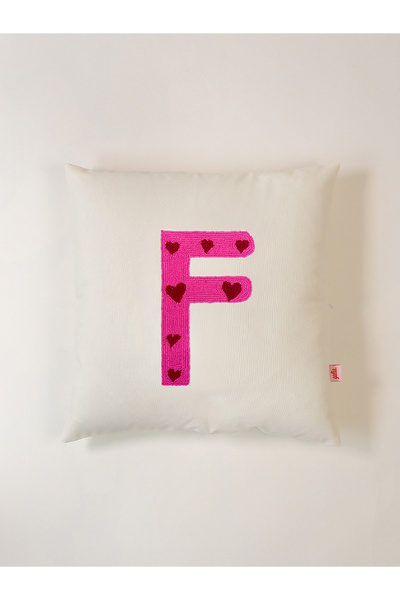 Galia Tasarım Valentine's Day Special Letter F Heart Decorative Pillowcase