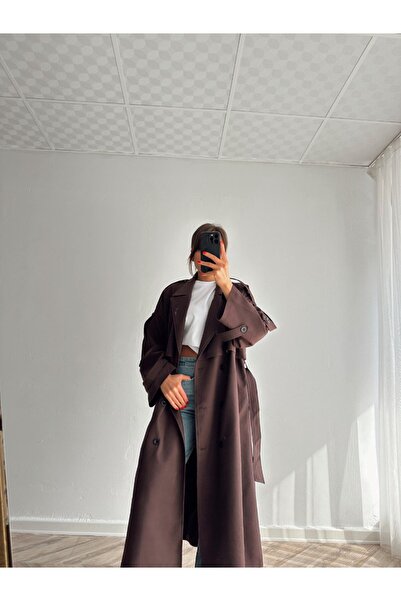 Luna Wear Polyviscon Brown Trench Coat
