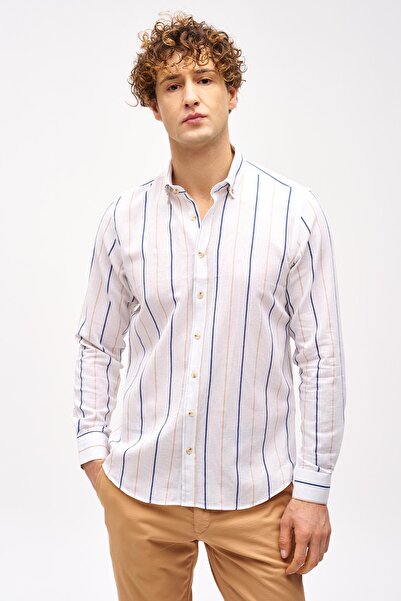 İgs Men's White Dynamic Fit Button Collar Shirt