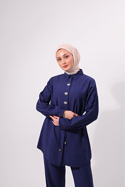 VOICTEC Premium Quality Stone Detailed Shirt and Trousers Two-Piece Set