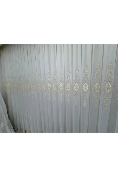 NİVEMESHOME ELİSYA 3812 GOLD IŞILTI Perdea din tul de bambus plisat, 1/2,5 strat