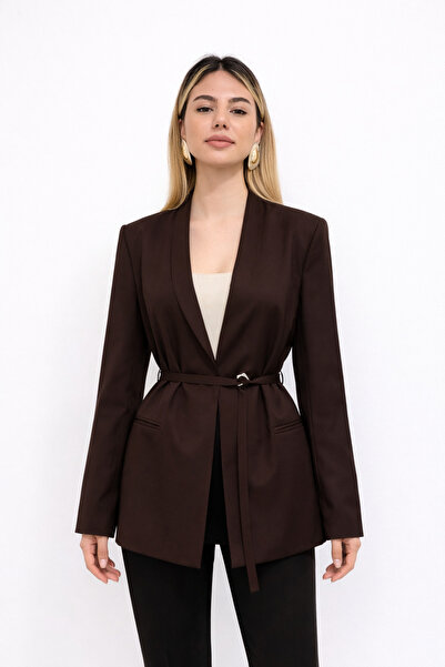 Luna Wear Belted Brown Blazer Jacket