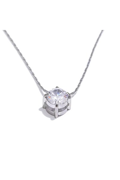 VİYA 18 Ayar Altın Kaplama Modern Montür Tek Taş Kolye – Gold & Silver Premiu...