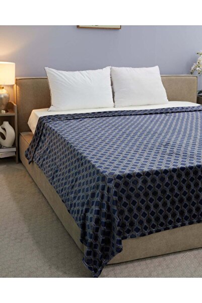 REDTAG Blue Printed Blanket (Double Size)