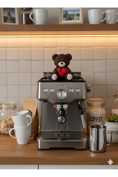 Cute Sitting Decorative Hearted Teddy Bear Figure - Minimal Table Top Trinket - Coffee Corner - Cake Ornament