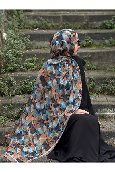 Qalortex Scarf Bamboo Crash Shawl-Ionic Pattern-Mold Green