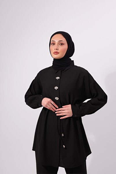 VOICTEC Premium Quality Stone Detailed Shirt and Trousers Two-Piece Set