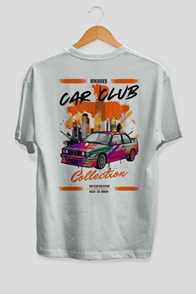 Ankhises Tricou supradimensionat alb cu imprimeu pe spate din seria Car Club ...