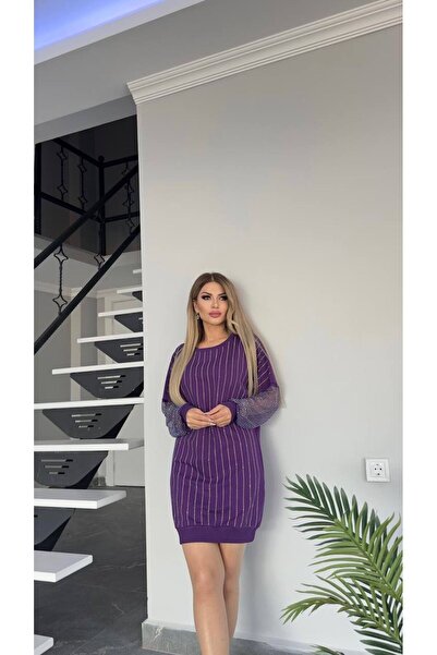 DAİSİES Women's Long Tunic with Stones on the Front and Sleeves