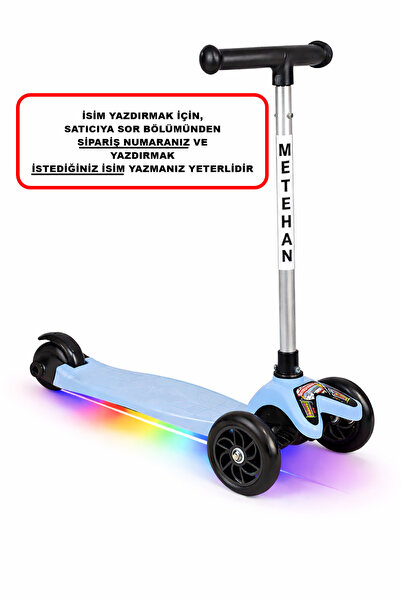 Tois Neo İsme Özel Işıklı Scooter 3 Tekerlekli Yükseklik Ayarlı Çocuk Scooterı