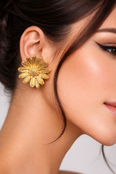 Jack Ferrero أقراط ذهبية على شكل زهرة الأقحوان