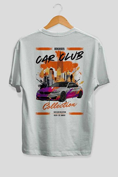 Ankhises Car Club Series 14 Бяла тениска с голям размер и печат на гърба 100%...