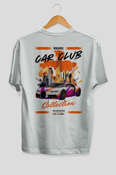 Ankhises Car Club Series 18 Бяла тениска с голям размер и печат на гърба 100%...