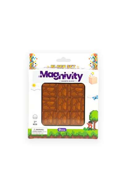 Mega Oyuncak Magnivity Magnetic Blocks 9 Pieces with Brick Pattern
