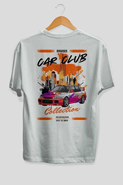 Ankhises Tricou supradimensionat alb cu imprimeu pe spate din seria Car Club ...