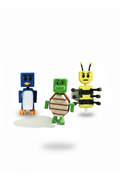 Store Super Bear Adventures 3D Figür || Arı,Kaplumbağa & Penguen Üçlü Set