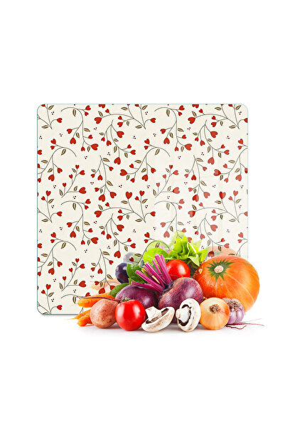 Decovetro Glass Cutting Board and Presentation Plate Square Love Series with ...