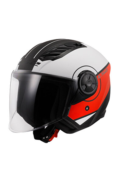 LS2 AIRFLOW2 COVER MATT WHITE RED YARIM MOTOSİKLET KASKI ECE 22.06 ve DOT