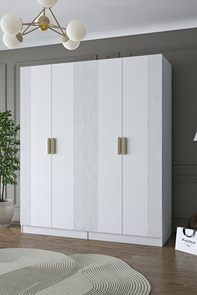 Rani Mobilya Rani BA186 Membran Kapaklı Gardırop 5 Raflı 2 Askılı 4 Kapaklı E...