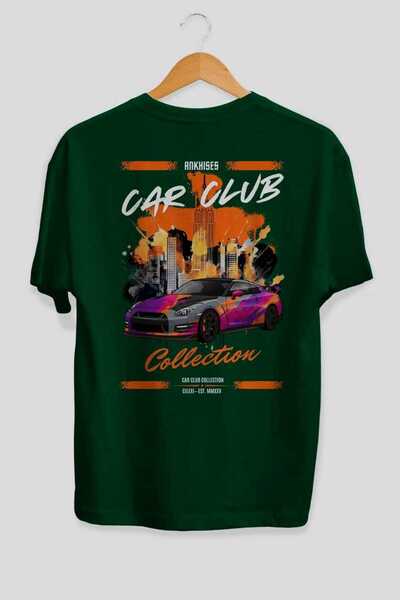 Ankhises Tricou supradimensionat verde cu imprimeu pe spate din seria Car Clu...