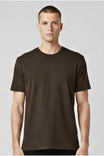 LTC Jeans Men's Brown Regular Fit Soft Texture Basic Modal Combed Cotton T-Shirt