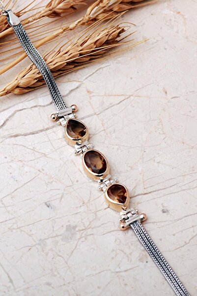 Sümer Telkari Renk Değiştiren Sultan Taşlı Üçlü Elişi 925 Ayar Gümüş Hasır Bi...