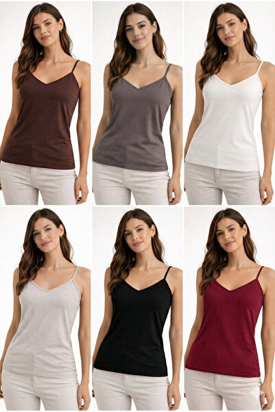 Dİ GİYİM KADIN V YAKA ASKILI ATLET