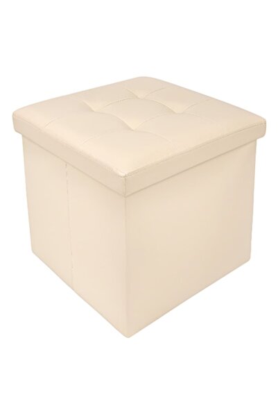 JHT Scaun pliabil cu spațiu de depozitare, tip cutie, cub 38x38x38 cm, piele ...