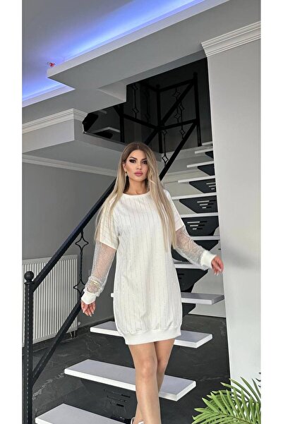 DAİSİES Women's Long Tunic with Stones on the Front and Sleeves