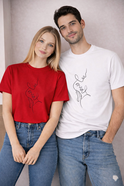 LORVEX 14 February Valentine's Day Double Combination T-Shirt 2-Piece Price U...