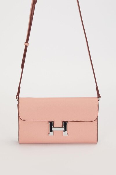 Levidor Shoulder Bag with Pink Edge Stitching Detail