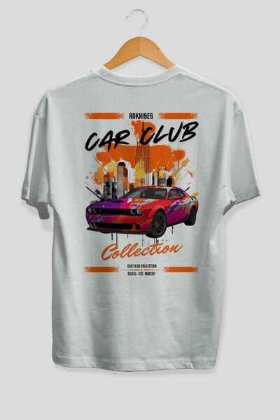 Ankhises Μπλουζάκι Car Club Series 19 με στάμπα στο πίσω μέρος, λευκό, oversi...