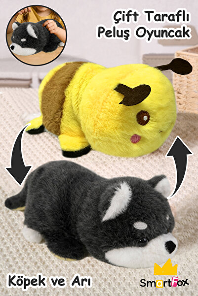 SmartFox Çift Taraflı Peluş Oyuncak Yumuşak Dokulu Çevirilebilir Sevimli Peluş