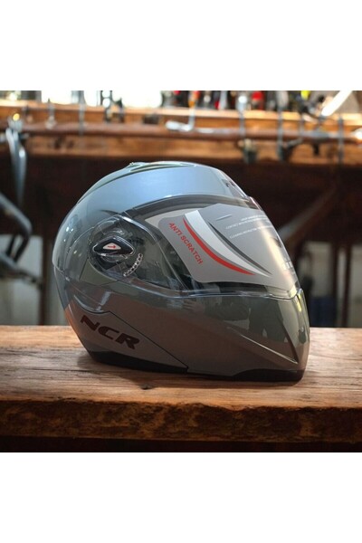 NCR 158 COOL GRİ ÇENE AÇILIR MOTOSİKLET KASKI ECE 22.06 ve DOT