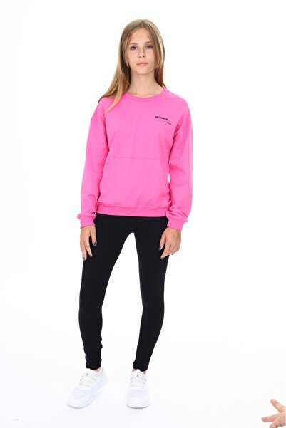 Toontoy Girl's 2-Piece Set Printed Crew Neck Drop Shoulder Pocket Sweatshirt ...