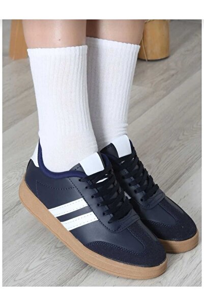 lias desing Navy Blue Youth Sneakers with White Bands