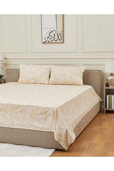 REDTAG Beige 4 Piece Botanical Bed Linen Set (King Size)